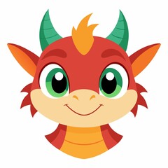 a cute dragon face  on white background.