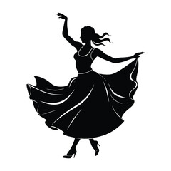 Flamenco Dancer Spinning with One Foot Tapping Silhouette