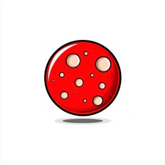 Unique red ball with holes representing a moon crater icon on a pure white background for creative use