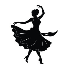 Flamenco Dancer Spinning with One Foot Tapping Silhouette Art