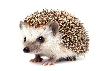 Fototapeta premium Cute hedgehog with a chubby body standing still, isolated.