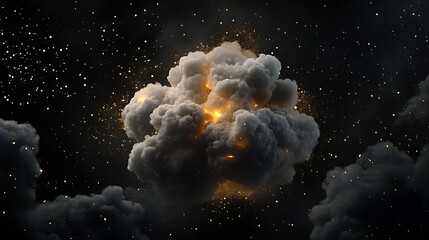 Cosmic Explosion: 3D Render of a Glowing Nebula in Deep Space AI Generated