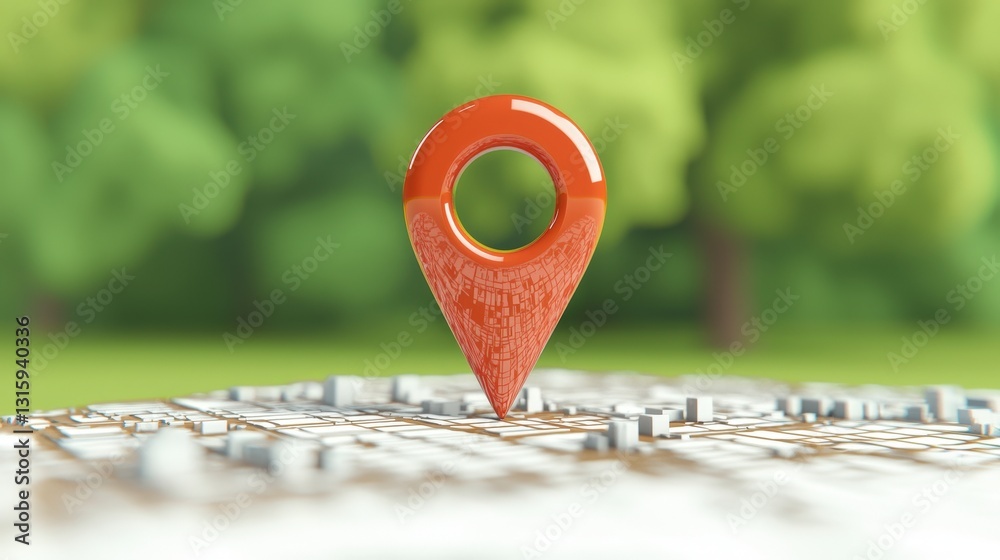 Poster 3d map pin location city gps navigation pointer