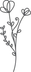 Grey floral illustration, simple design, white background, website decoration