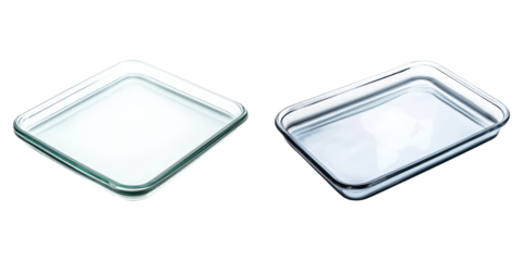 Two glass baking dishes isolated on transparency background