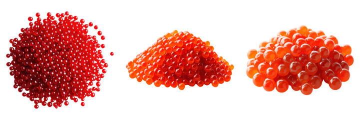 Red caviar beads isolated on transparency background