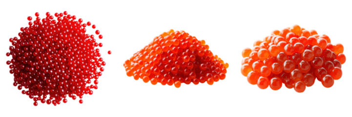 Red caviar beads isolated on transparency background