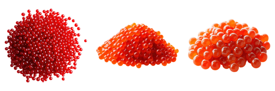 Red caviar beads isolated on transparency background