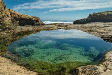 Obraz premium A tide pool that looks like a miniature ocean, complete with tiny waves.