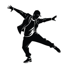 Hip-Hop Dancer in a Stylish Urban Pose Silhouette Art