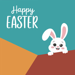 Fototapeta premium Easter Bunny Brings Joy Today,Celebrate Easter Fun and Happiness,Smiling Bunny Wishes Happy Easter,Easter Cheer with Cute Bunny.