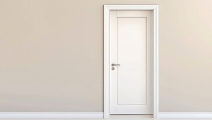 Modern doorway in crisp white, seamlessly merges with smooth neutral wall.