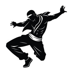 Hip-Hop Dancer Performing a Dramatic Chest Pop Silhouette