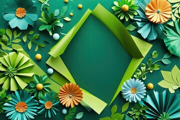 Bright 3D Green Background Ideal for Creative Paper Layer Designs