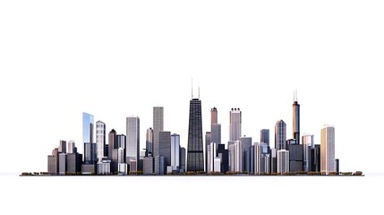 3D Render of a Modern City Skyline at Daytime AI Generated