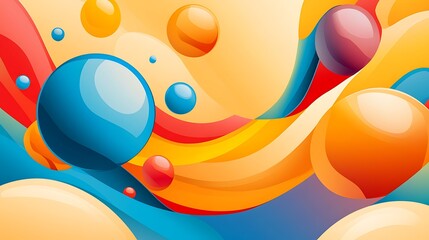 Vibrant Digital Painting: Abstract Colorful Bubbles and Swirling Forms AI Generated