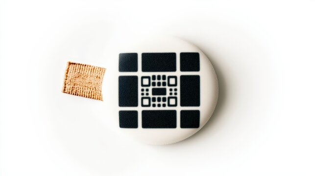 Abstract QR Code Button  Modern Digital Design  Geometric Pattern  Technology Icon
