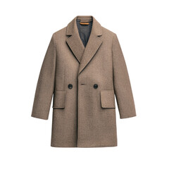 Elegant Brown Overcoat for Stylish Winter Wear Isolated on transparent background