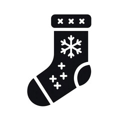 flat and minimalist Christmas sock icon of silhouette black shape illustration isolated on white background
