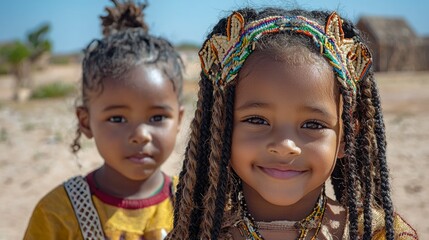 African Girls  Portrait  Tribal  Braids  Beads  Smile  Childhood  Happy  Culture  Heritage