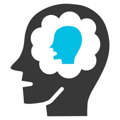 Self Reflection Glyph Blue Grey Icon