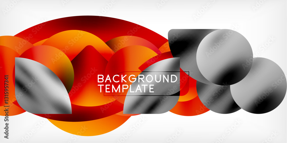 Poster bright circles with shadows abstract background
