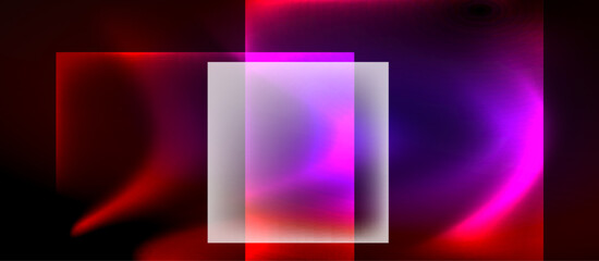 Fototapeta premium Glass squares with neon shiny light abstract background