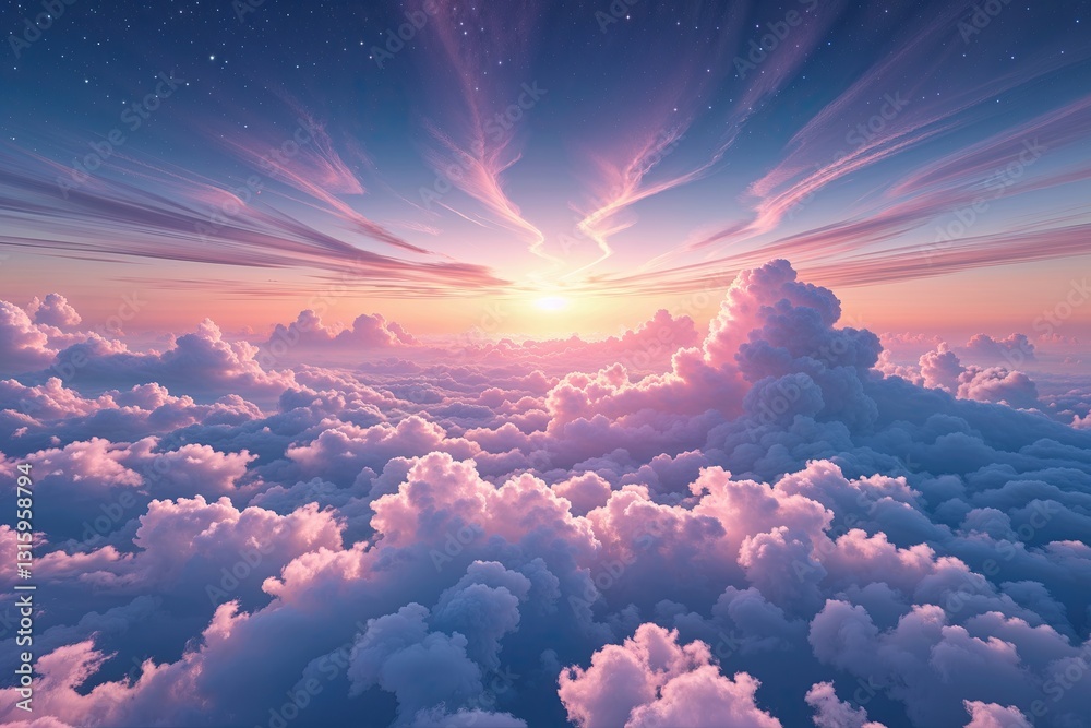 Poster stunning sky gradient with interactive particle animation design