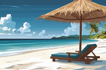 Obraz premium Tranquil White Sand Beach Vector Background Design