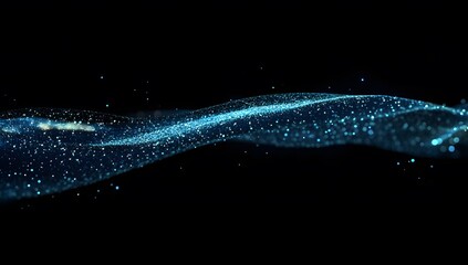 Abstract Blue Particle Wave: Digital Art