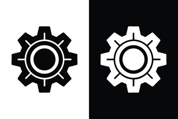 Cogwheel & Gear Icon silhouette Minimalist Glyph Design