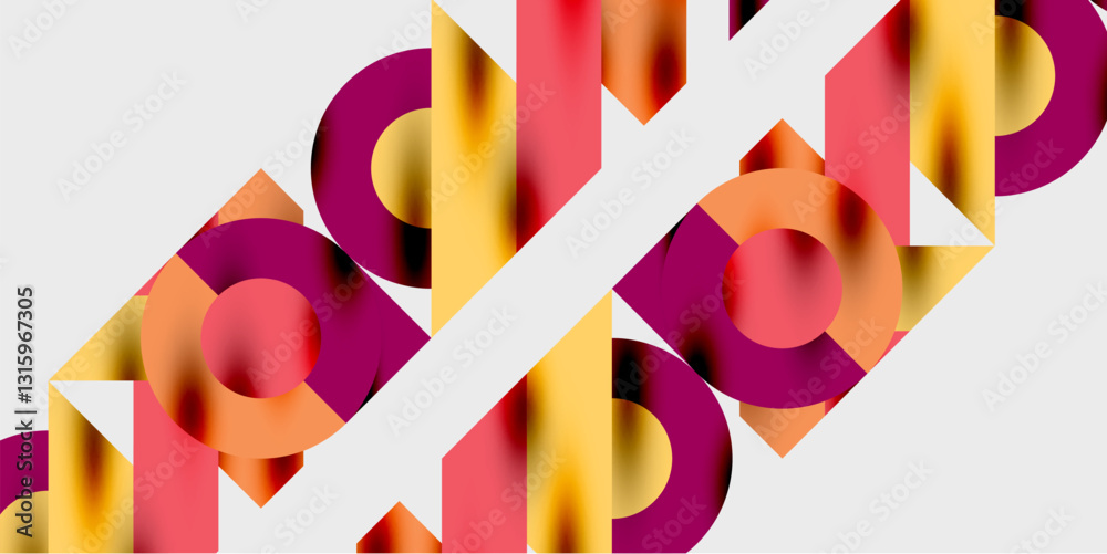 Aufkleber modern abstract background featuring circles, lines, and triangles in a dynamic geometric compositio