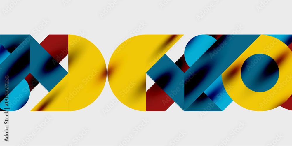 Fototapete Detailed composition of circles, semicircles, and triangles with glossy effects and smooth gradients. A sleek and modern vector design for creative and tech-inspired projects