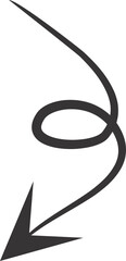 Curved Arrow pointing downwards. Hand drawn arrow pointing 
