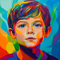 Portrait of a colorful-haired girl with vibrant makeup and a stylish, glamorous look