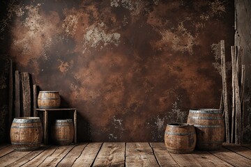 Rustic Grunge Brown Background with Earthy Textures and Natural Tones