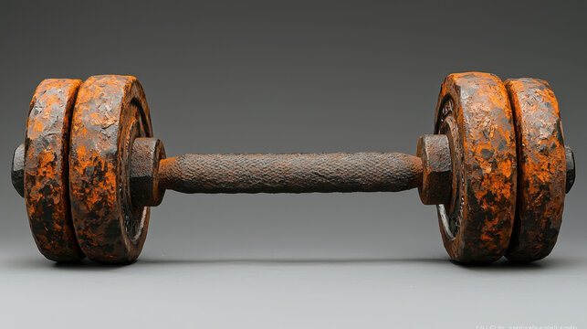 Isolated dumbbell on a solid background highlighting strength progression for fitness training enthusiasts