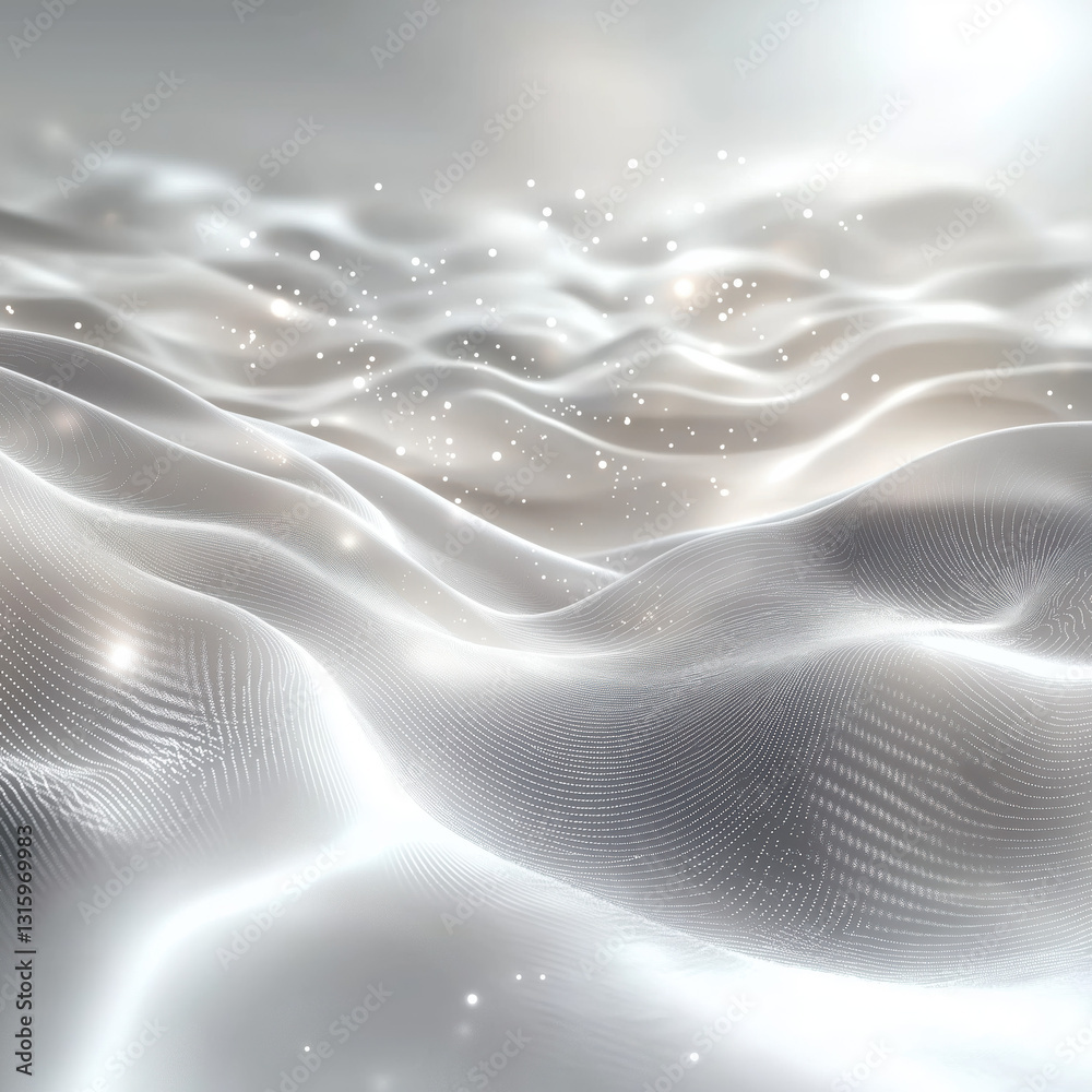 Poster abstract waves and particle: a mesmerizing 3d rendered visualization, with flowing, wave-like struct