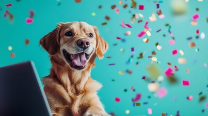 joyful dog party moment wallpapers