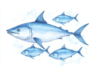 Obraz premium Stunning Watercolor Tuna Illustration