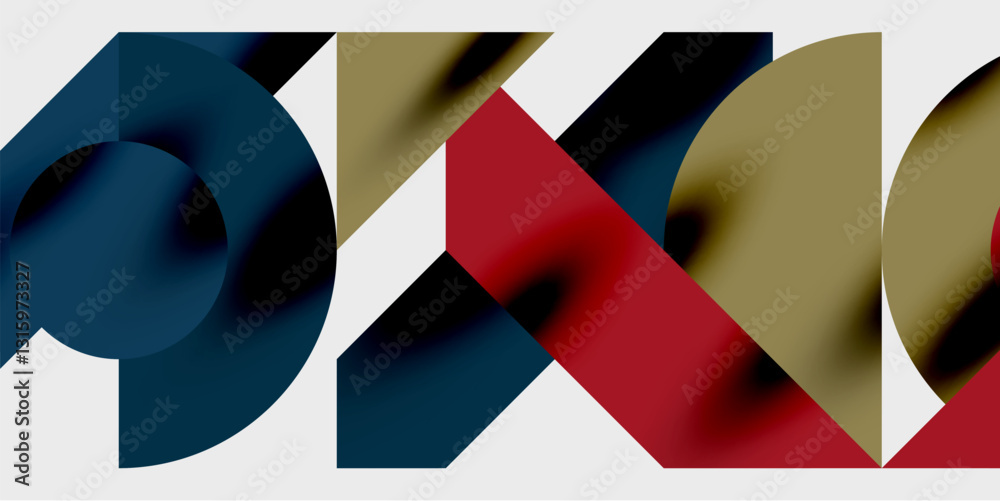 Poster Modern abstract background featuring circles, lines, and triangles in a dynamic geometric composition. Perfect for stylish, tech, or creative-themed designs