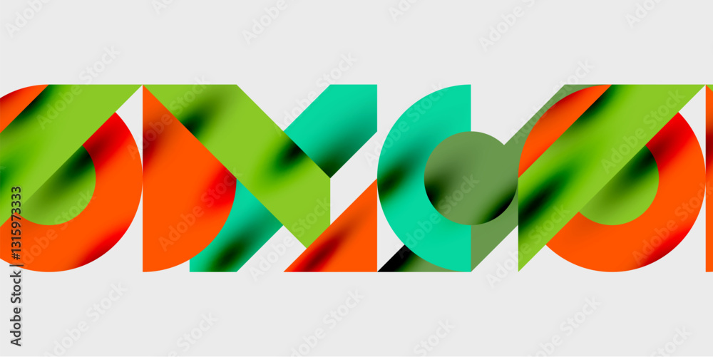 Fototapete Modern abstract background featuring circles, lines, and triangles in a dynamic geometric composition. Perfect for stylish, tech, or creative-themed designs