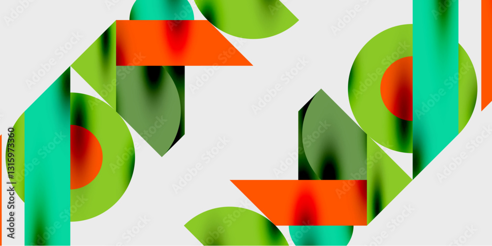 Poster Modern abstract background featuring circles, lines, and triangles in a dynamic geometric composition. Perfect for stylish, tech, or creative-themed designs