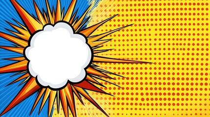 Vibrant Comic Style Background with Bold Burst and Empty Speech Bubble