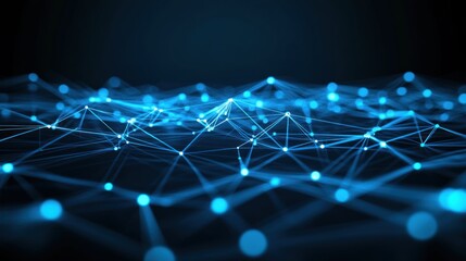 Obraz premium Abstract Network Connection: Digital Landscape of Interconnected Nodes