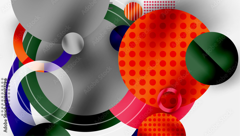 Poster Abstract Circle Design with Overlapping Transparent Geometric Shapes