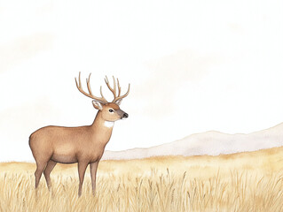 Majestic Deer in a Golden Meadow
