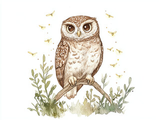 Enchanted Owl in a Night Forest