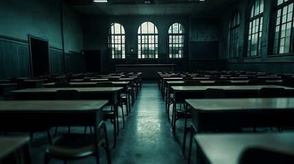 nostalgic schoolroom with wooden desks images