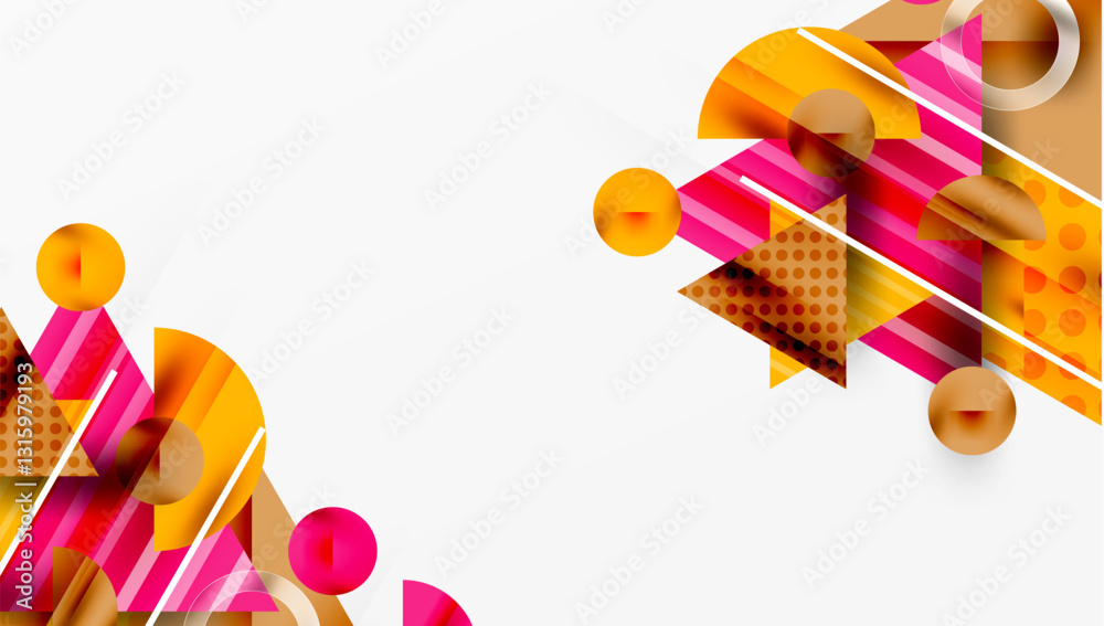 Leinwandbilder Modern Abstract Design with Overlapping Transparent Triangles and Circles